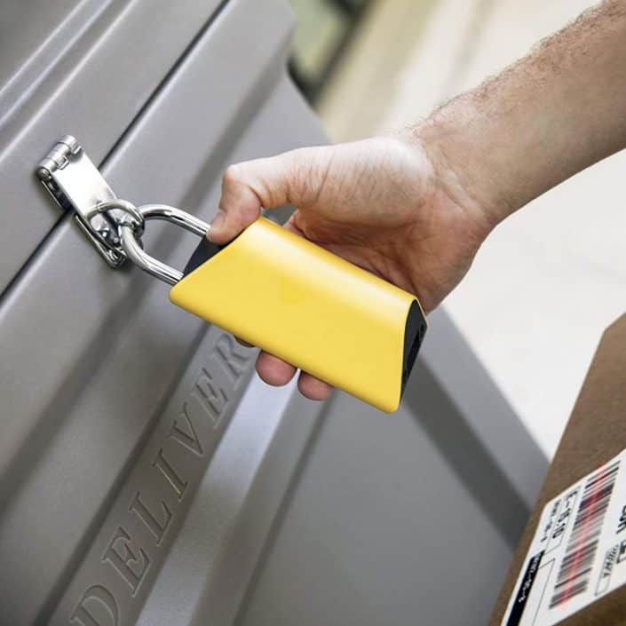 BOXLOCK Smart Padlock attached to drop box