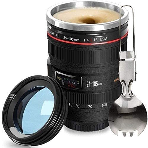 Camera Lens Coffee Mug with spoon