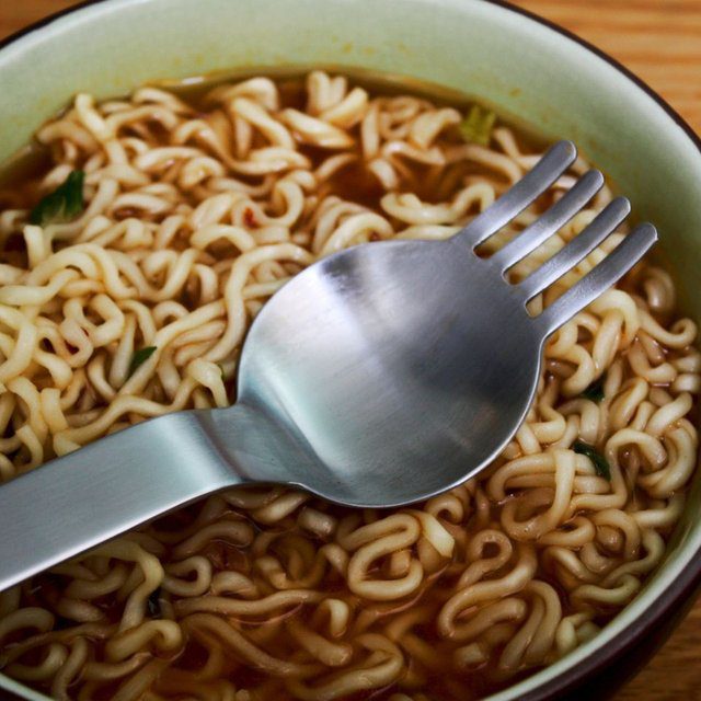 Ramen Noodle Spoon Fork